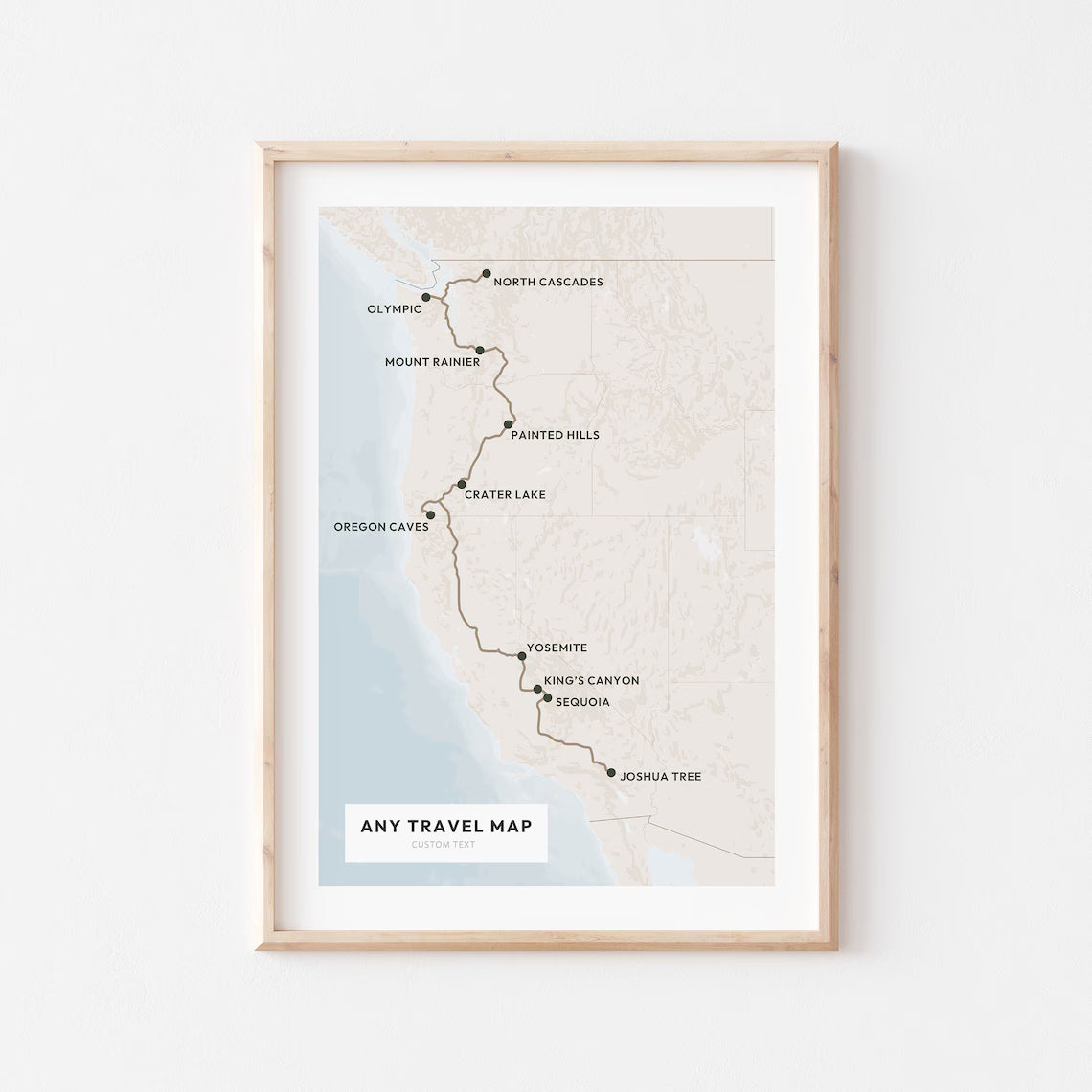 Custom Route Map Print, Personalized Travel Wall Art