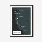 Custom Route Map Print, Personalized Travel Wall Art