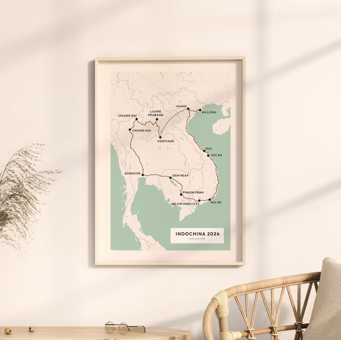 Custom Route Map Print, Personalized Travel Wall Art