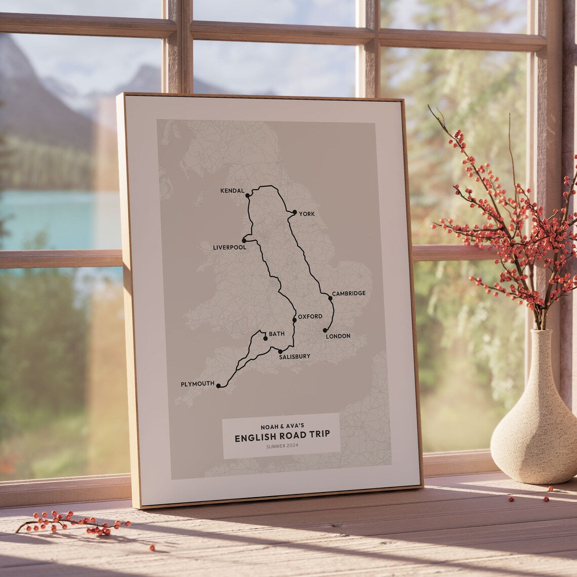 Custom Route Map Print, Personalized Travel Wall Art