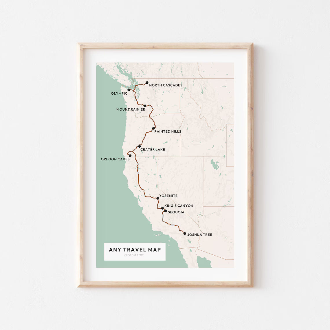 Custom Route Map Print, Personalized Travel Wall Art
