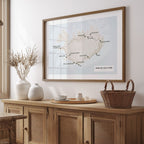 Custom Route Map Print, Personalized Travel Wall Art
