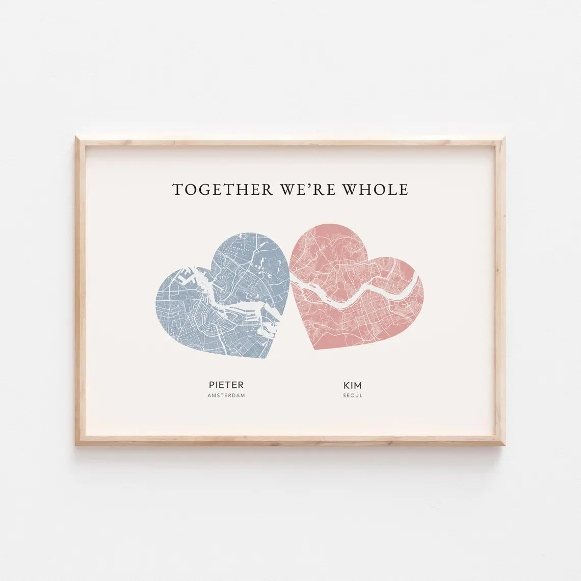 Personalized Double Heart Map Poster