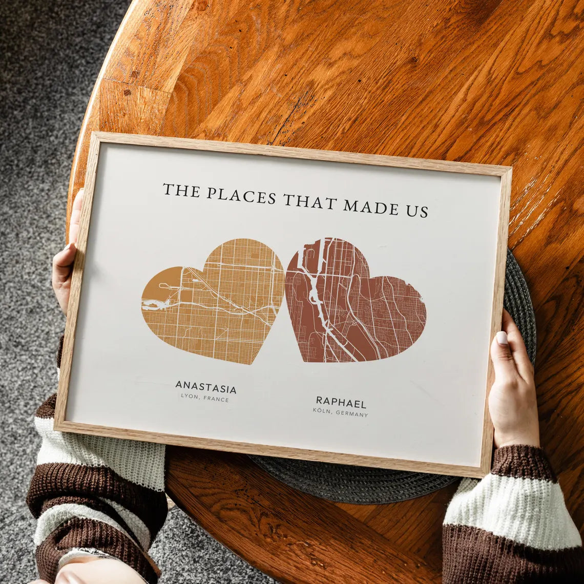 Personalized Double Heart Map Poster