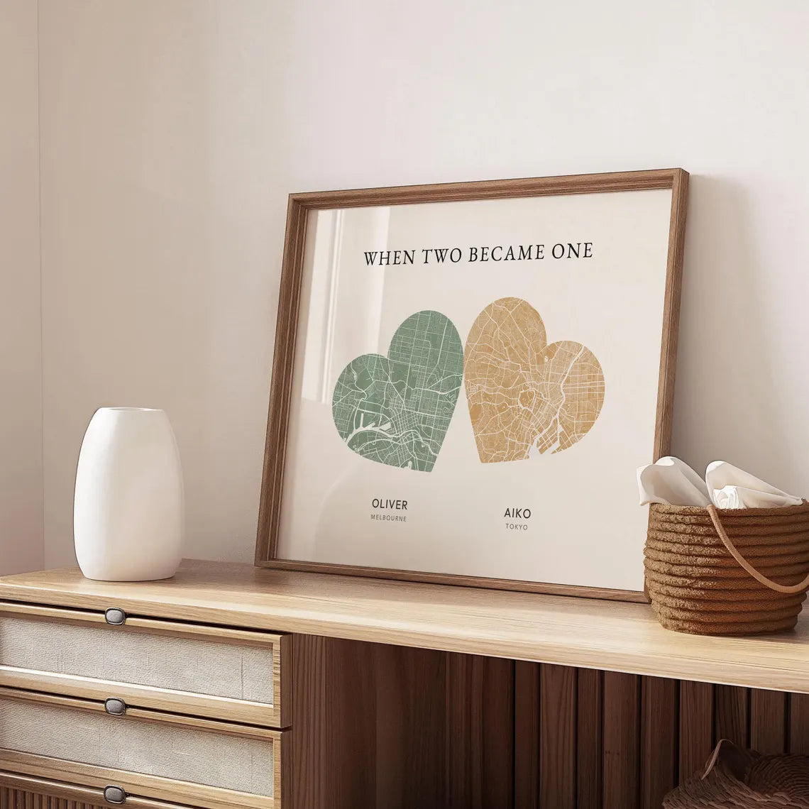 Personalized Double Heart Map Poster
