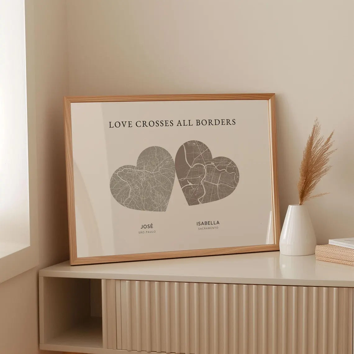 Personalized Double Heart Map Poster