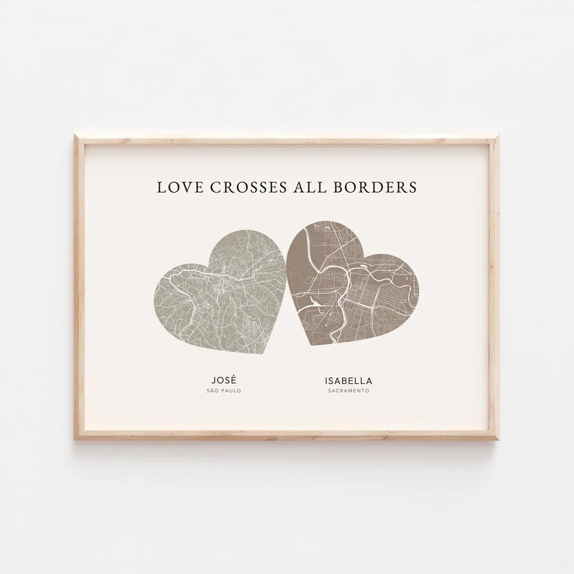 Personalized Double Heart Map Poster