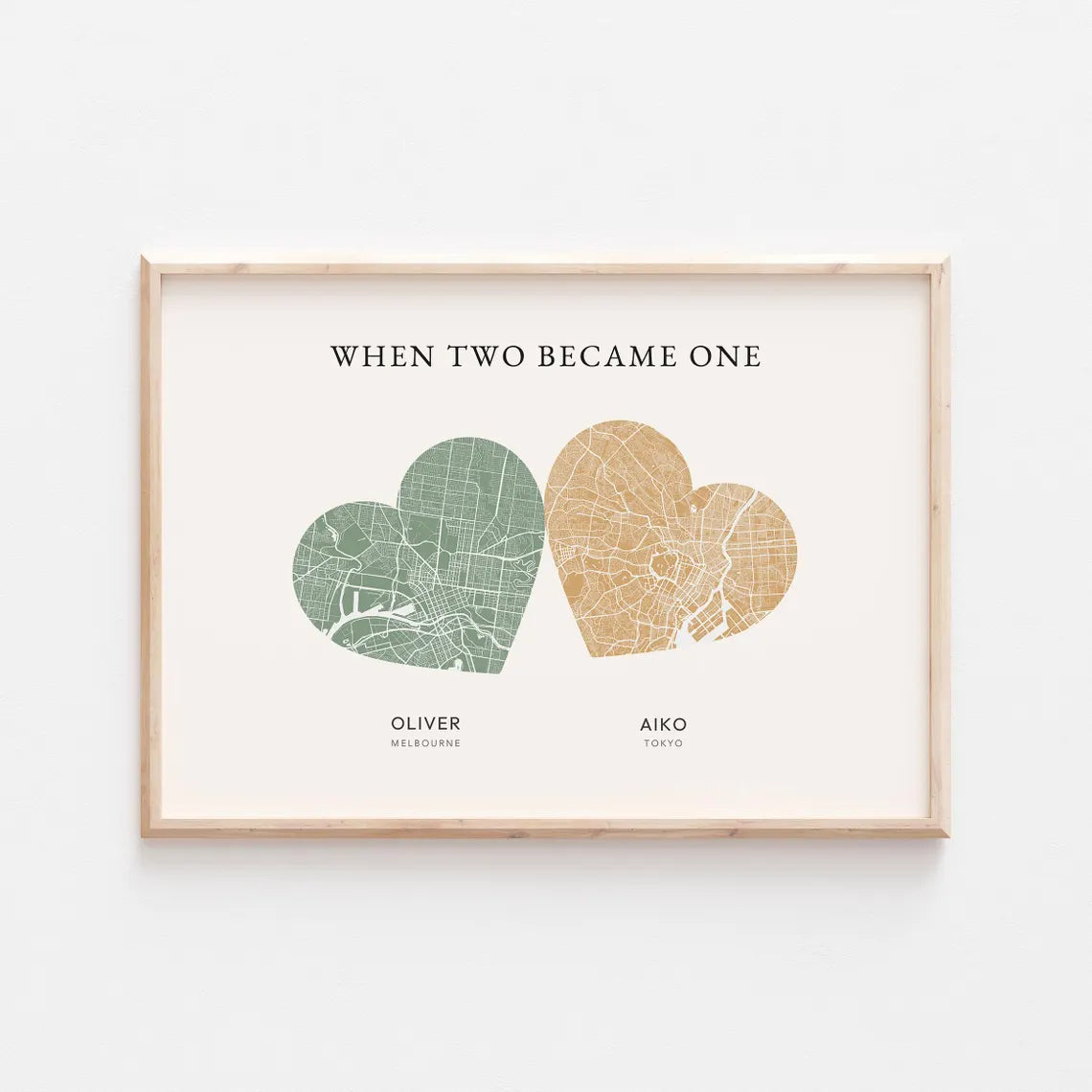 Personalized Double Heart Map Poster