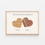 Personalized Double Heart Map Poster