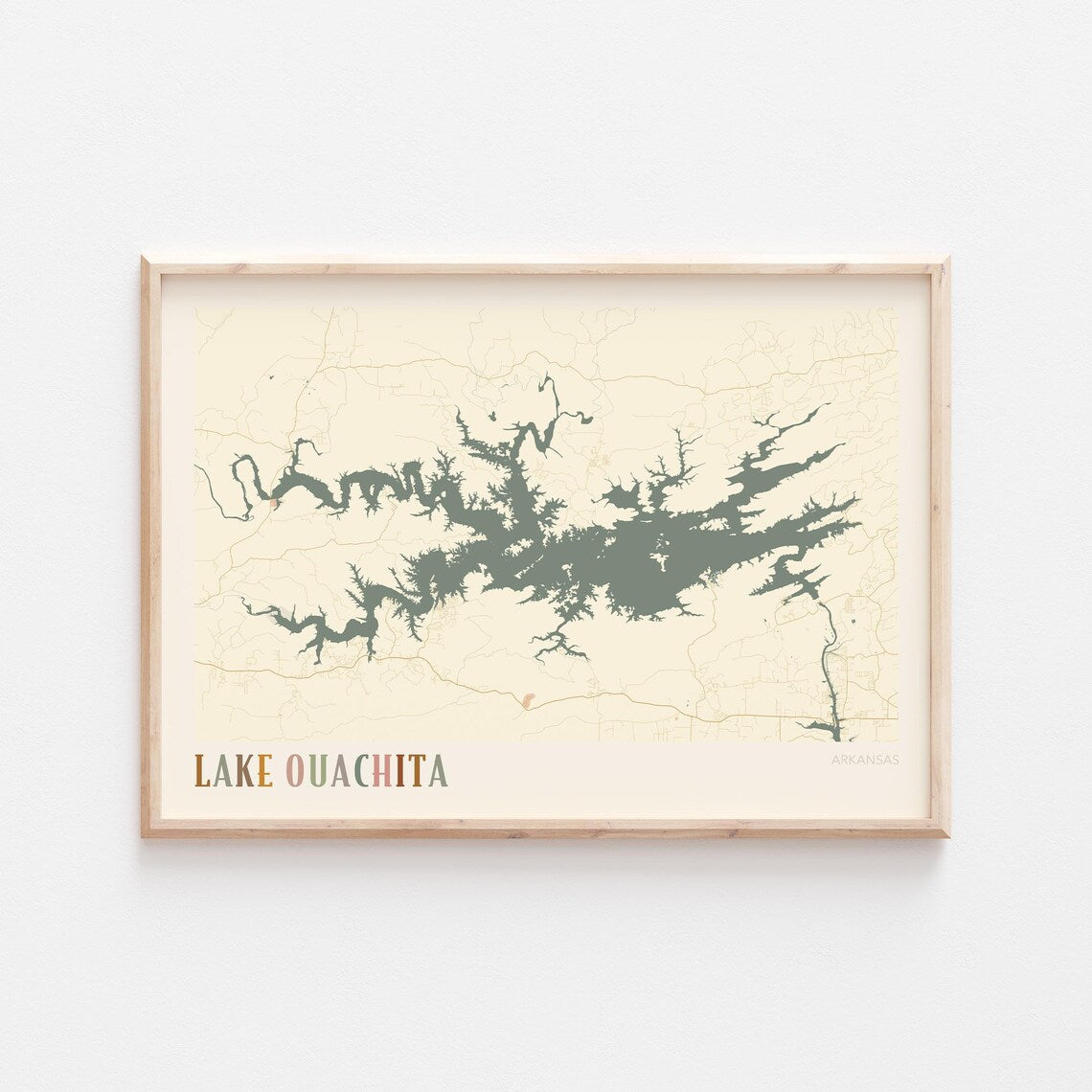 Custom Lake Map Art Print, Personalized Lake House Decor