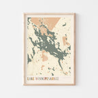 Custom Lake Map Art Print, Personalized Lake House Decor