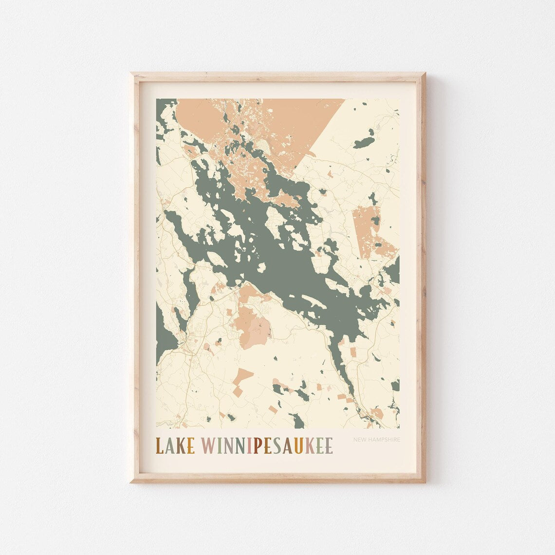 Custom Lake Map Art Print, Personalized Lake House Decor