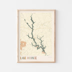 Custom Lake Map Art Print, Personalized Lake House Decor