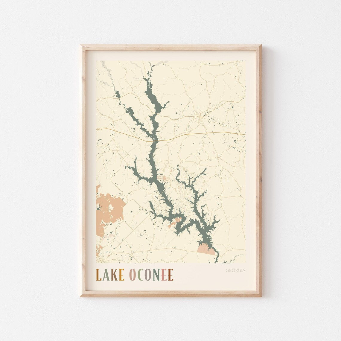 Custom Lake Map Art Print, Personalized Lake House Decor
