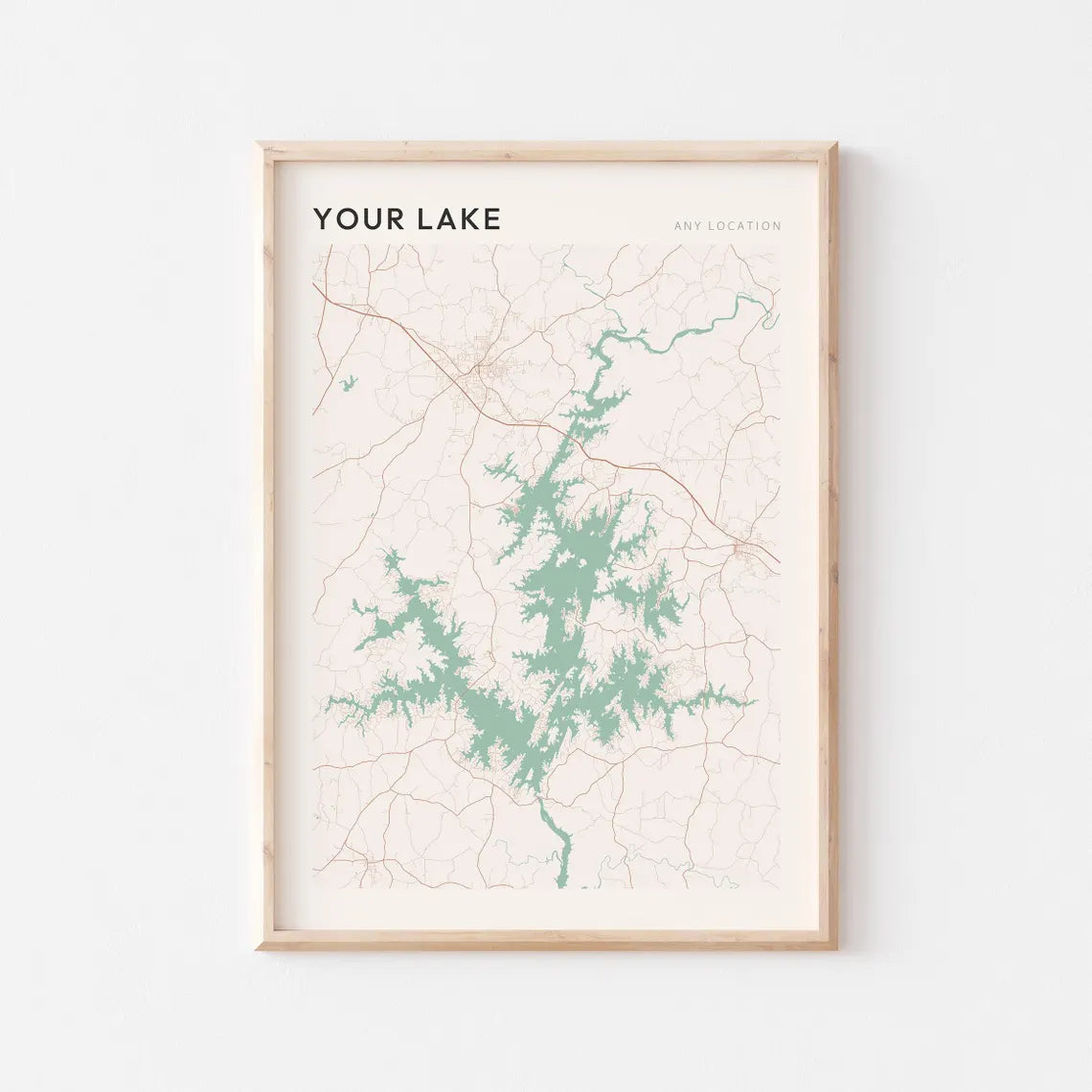 Custom Lake Map Art Print, Personalized Lake House Decor