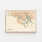 Custom Lake Map Art Print, Personalized Lake House Decor