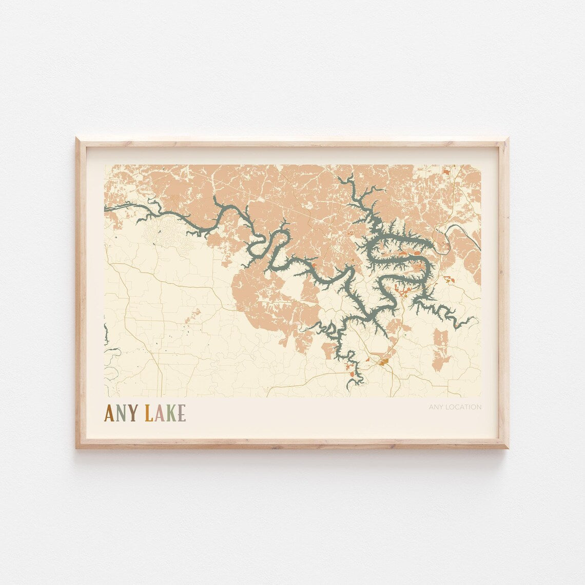 Custom Lake Map Art Print, Personalized Lake House Decor