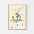 Custom Lake Map Art Print, Personalized Lake House Decor