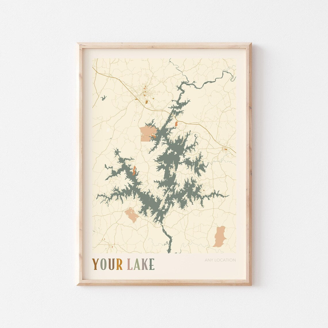 Custom Lake Map Art Print, Personalized Lake House Decor