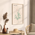 Custom Lake Map Art Print, Personalized Lake House Decor