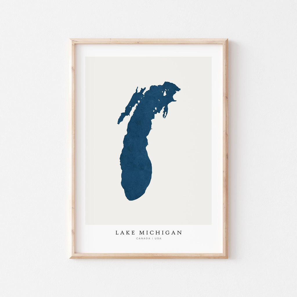 lake michigan michigan map poster – minimalist lake wall art - image 1