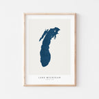 lake michigan michigan map poster – minimalist lake wall art - image 1