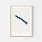 medicine lake alberta map poster – minimalist lake wall art - image 1