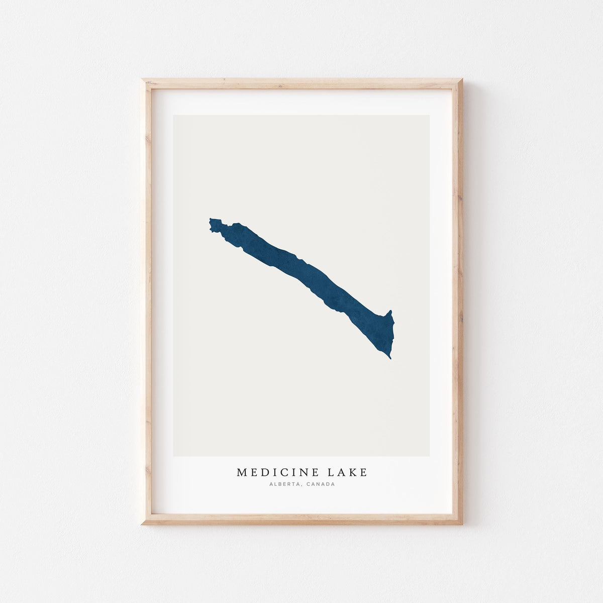 medicine lake alberta map poster – minimalist lake wall art - image 1