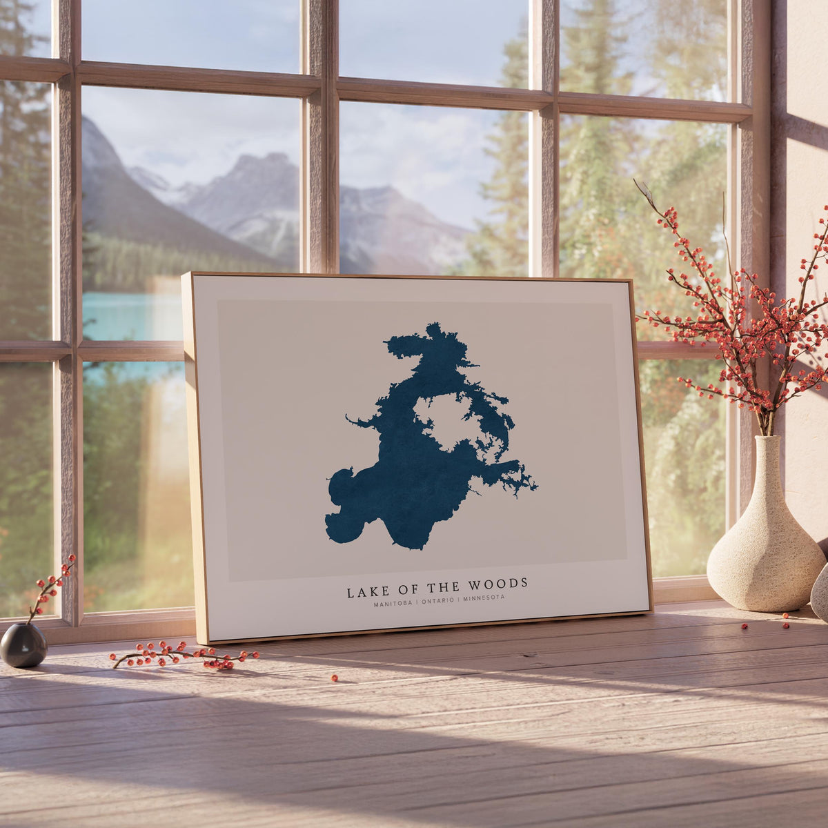 lake of the woods ontario map poster – minimalist lake wall art - image 4