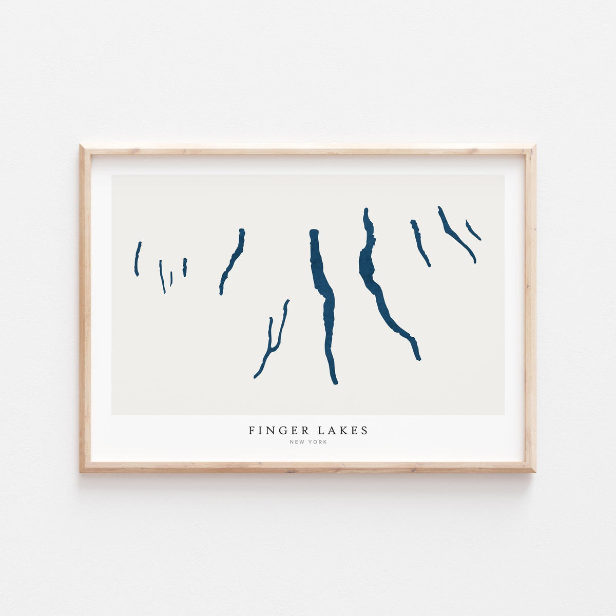 finger lakes new york map poster – minimalist lake wall art - image 1