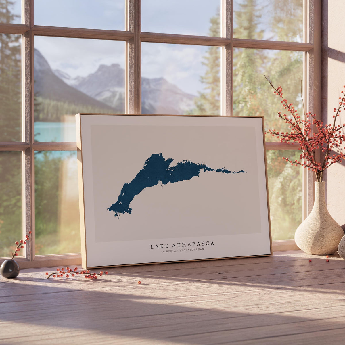 lake athabasca manitoba map poster – minimalist lake wall art - image 4