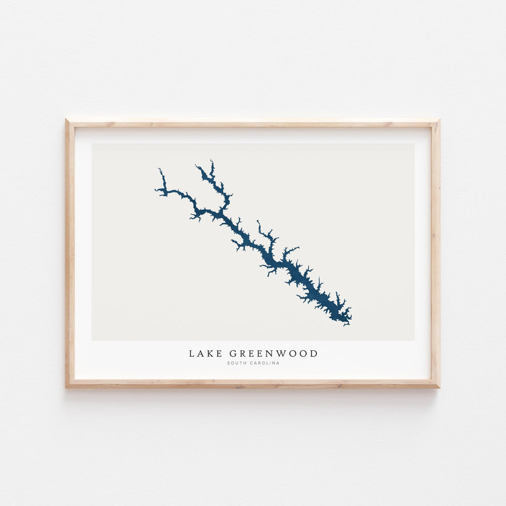 lake greenwood south carolina map poster – minimalist lake wall art - image 1