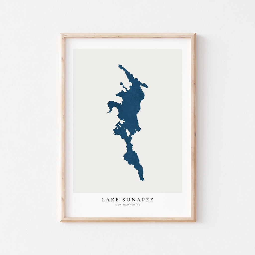 lake sunapee new hampshire map poster – minimalist lake wall art - image 1