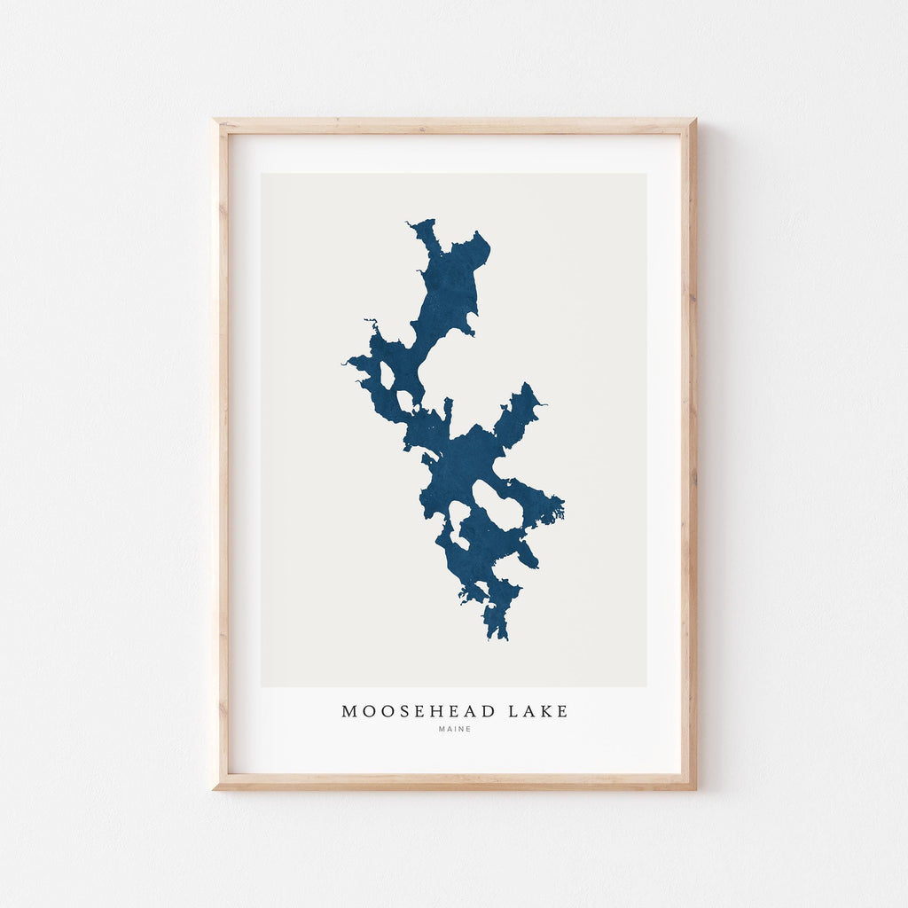 moosehead lake maine map poster – minimalist lake wall art - image 1