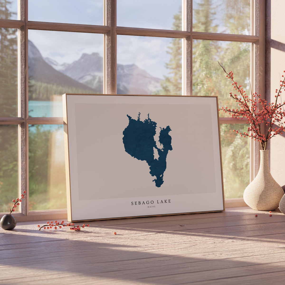 sebago lake maine map poster – minimalist lake wall art - image 4