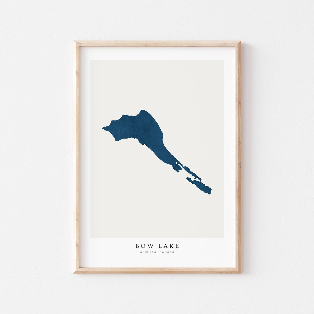 bow lake alberta map poster – minimalist lake wall art - image 1