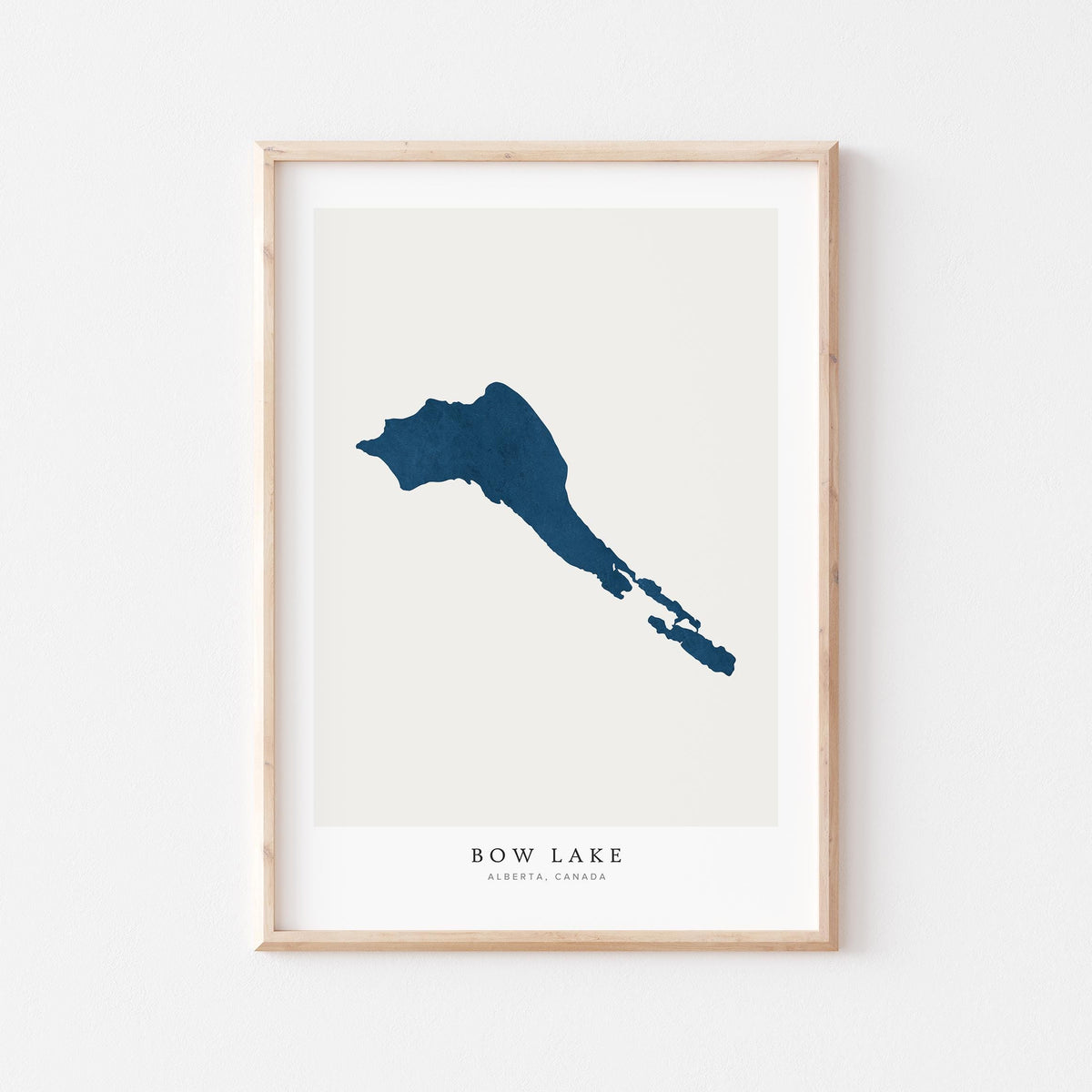 bow lake alberta map poster – minimalist lake wall art - image 1