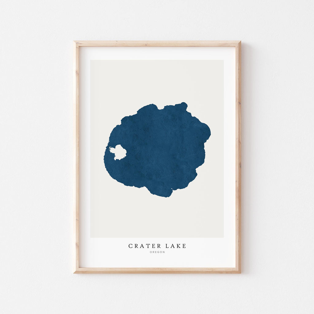 crater lake oregon map poster – minimalist lake wall art - image 1