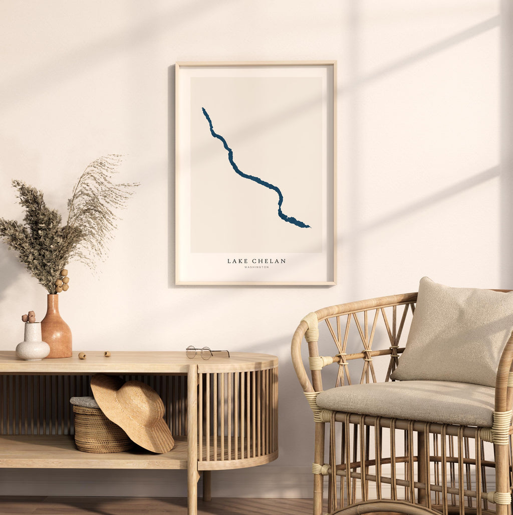 lake chelan washington map poster – minimalist lake wall art - image 5