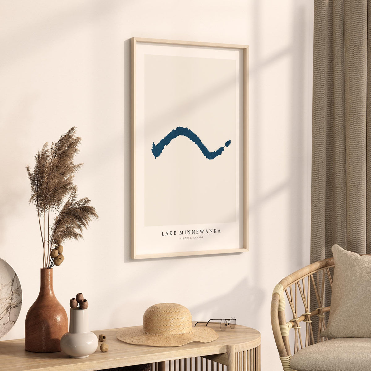 lake minnewanka alberta map poster – minimalist lake wall art - image 3