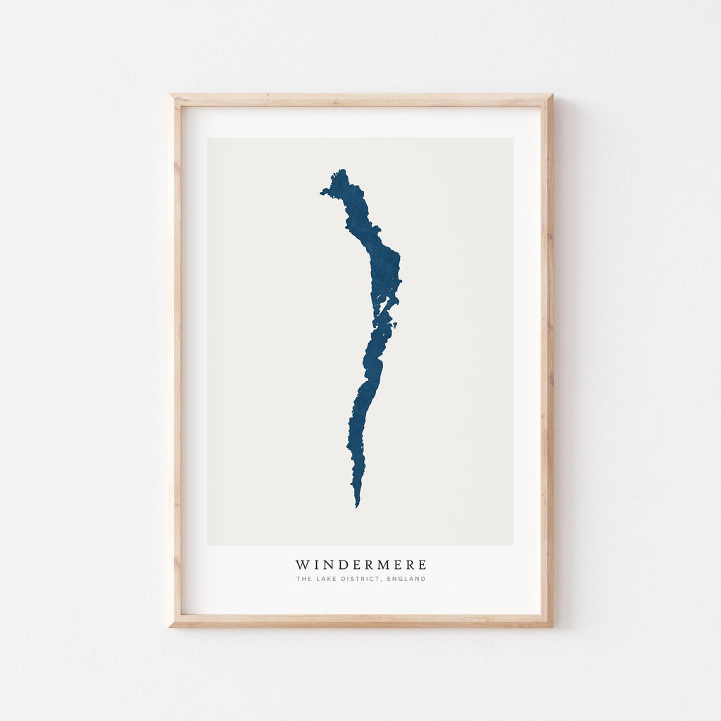 windermere united kingdom map poster – minimalist lake wall art - image 1