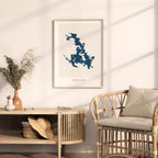 Custom Lake Map Art Print, Personalized Lake House Decor