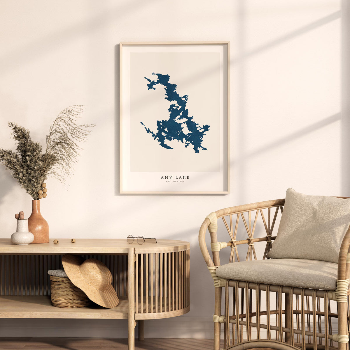 Custom Lake Map Art Print, Personalized Lake House Decor