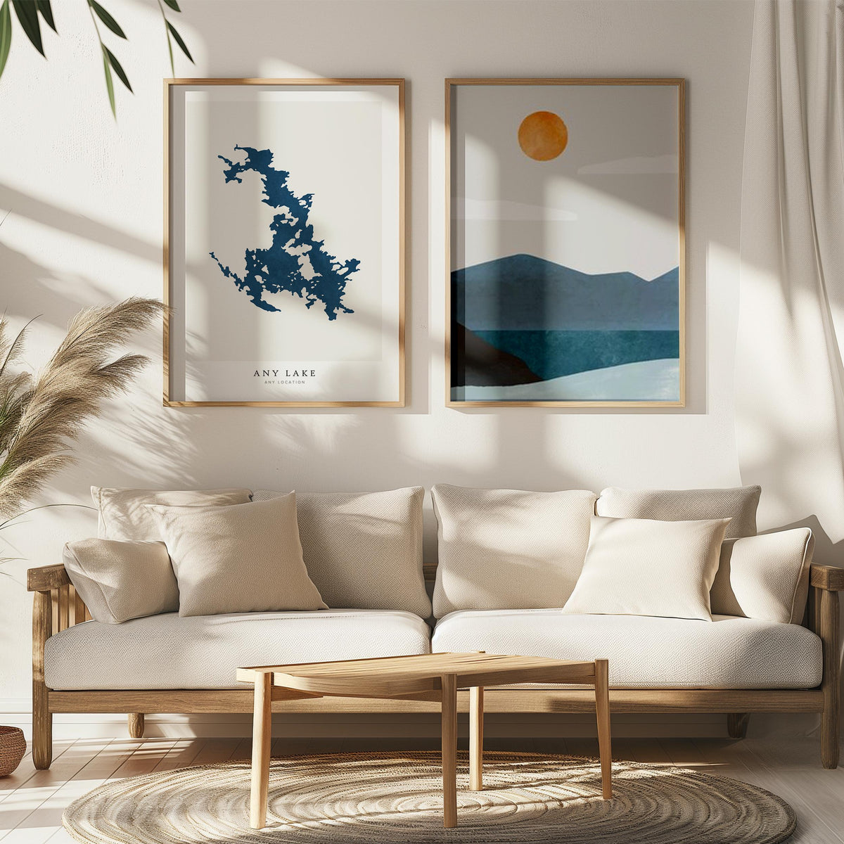 Custom Lake Map Art Print, Personalized Lake House Decor