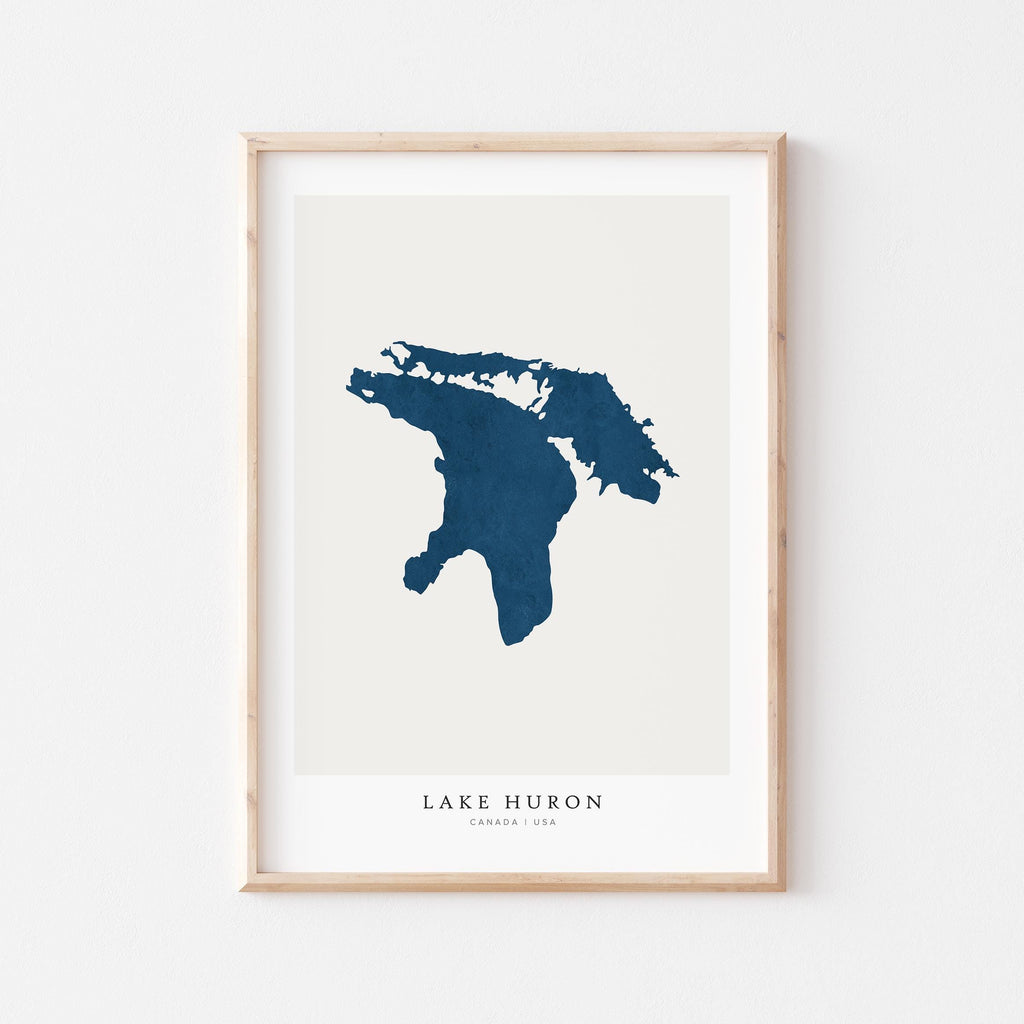 lake huron michigan map poster – minimalist lake wall art - image 1