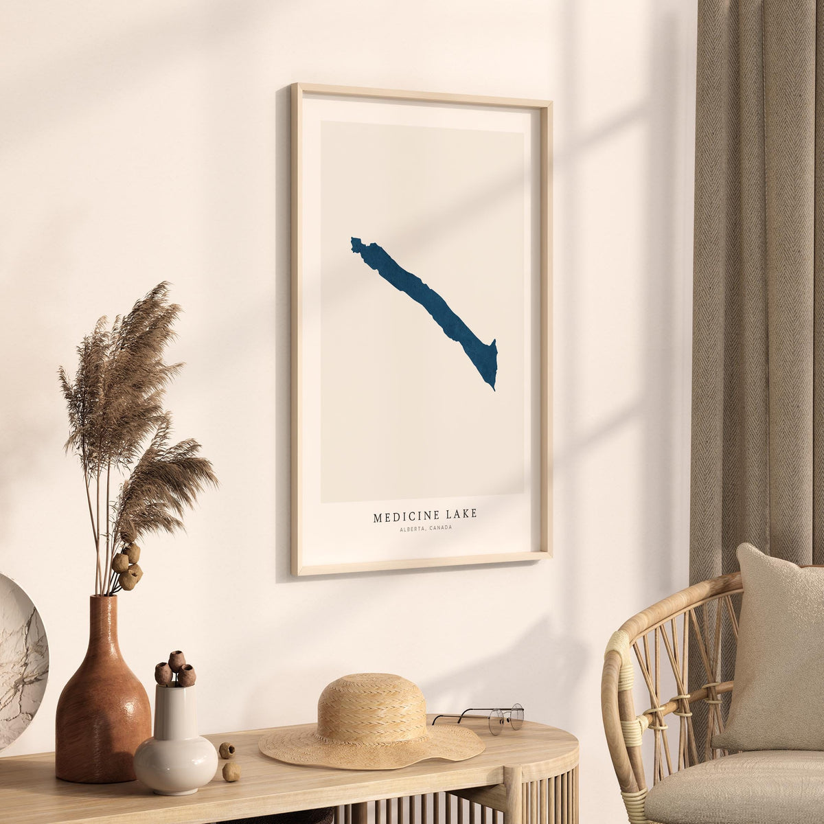 medicine lake alberta map poster – minimalist lake wall art - image 3