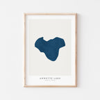 annette lake alberta map poster – minimalist lake wall art - image 1