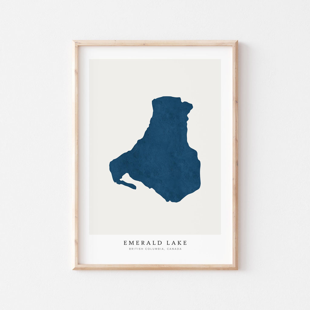 emerald lake british columbia map poster – minimalist lake wall art - image 1