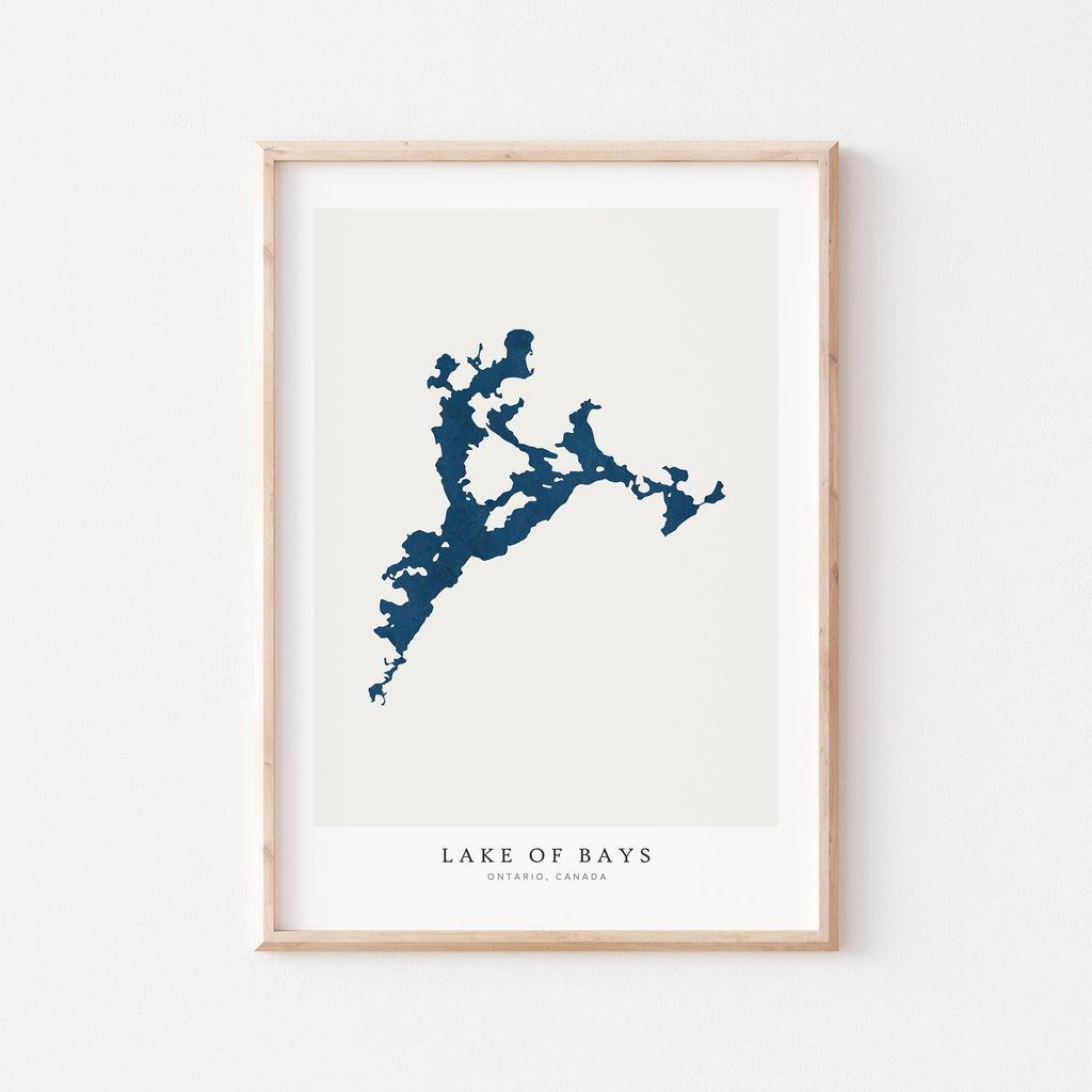 lake of bays ontario map poster – minimalist lake wall art - image 1