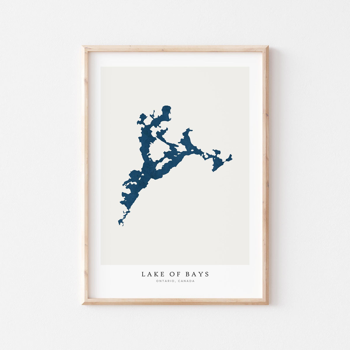 lake of bays ontario map poster – minimalist lake wall art - image 1